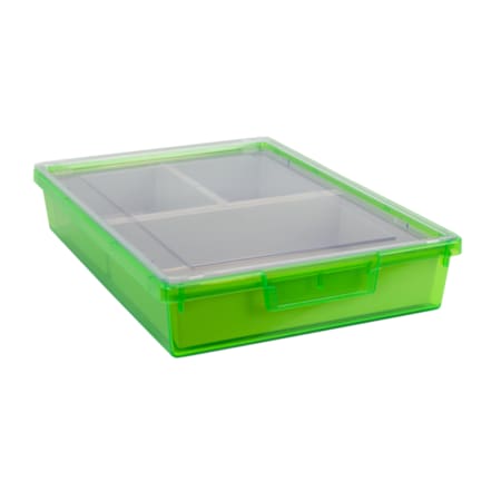 Bin, Tray, Tote, Green, High Impact Polystyrene, 12.25 In W, 3 In H